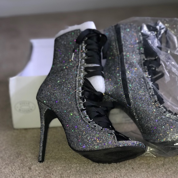 Steve Madden Shoes Worn Once Steve Madden Glitter Laceup Bootie